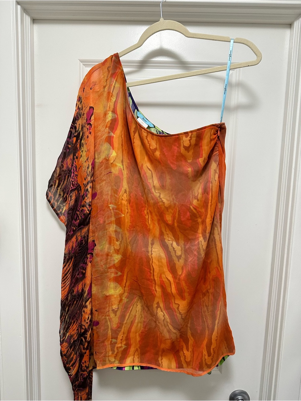 Marciano Multicolor One-Shoulder Silk tunic